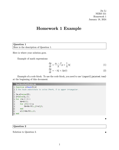 homework template